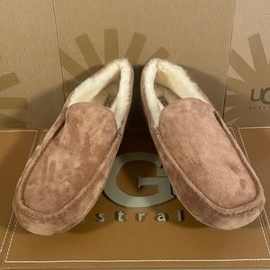 New Men’s UGG Ascot Chestnut Moccasin Loafer Mustard Sheepskin Slip On Slipper